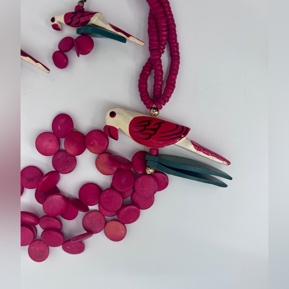 VINTAGE WOOD NECKLACE AND EARRINGS - Picture 9 of 11